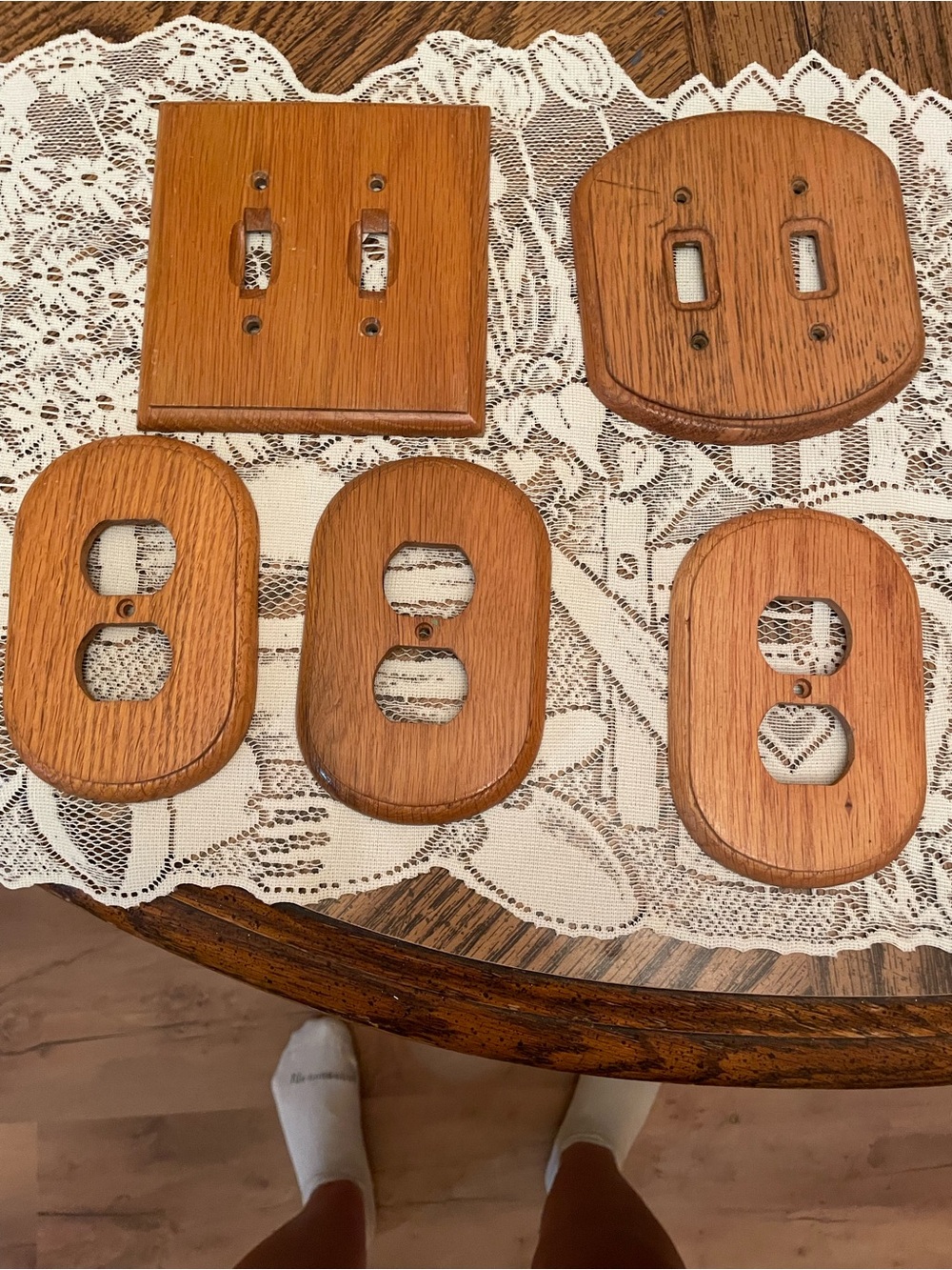 Oak Wood-Style Toggle and Outlet Cover Plates - Brown